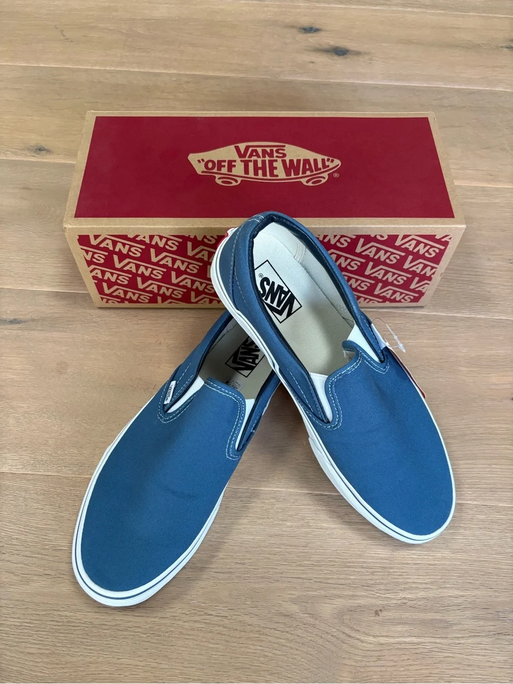 Vans Men's Slip-On Canvas Loafers in Navy Blue